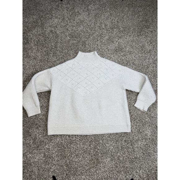 Women’s Calvin Klein Pullover Knit Turtleneck Sweater Size Large Soft Beige - Picture 1 of 5